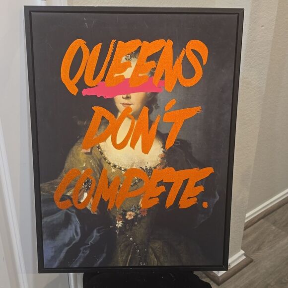 Crystal Luxe, "QueensDon't Compete" Graphic Framed Canvas Wall Decor - Picture 5 of 6